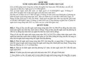 Nghị quyết 53/2010/QH12 phân bổ ngân sách trung ương