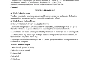 Law No. 57/2010/QH12 Environmental protection Tax