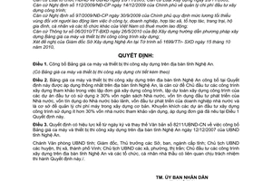 Quyết định 5525/QĐ-UBND công bố Bảng giá ca máy và thiết bị thi công