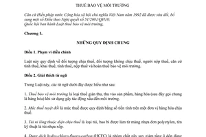 Luật thuế bảo vệ môi trường 2010