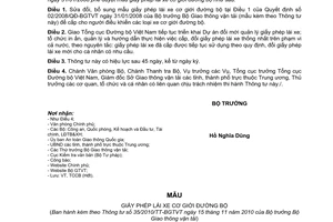 Thông tư 35/2010/TT-BGTVT sửa đổi Quyết định 02/2008/QĐ-BGTVT