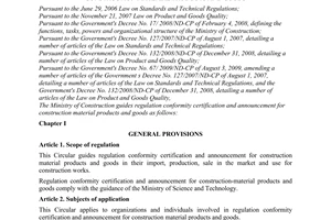 Circular No. 21/2010/TT-BXD guiding regulation conformity certification