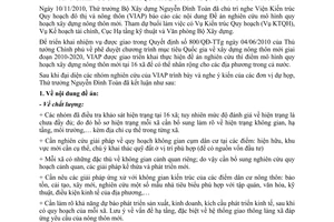 Thông báo 248/TB-BXD kết luận Thứ trưởng Nguyễn Đình Toàn tại buổi nghe báo cáo