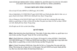 Quyết định 42/2010/QĐ-UBND chức năng nhiệm vụ quyền hạn cơ cấu Ban Tôn giáo