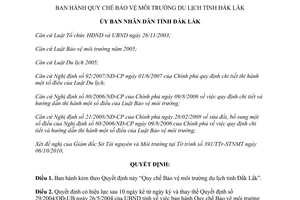 Quyết định 35/2010/QĐ-UBND Quy chế bảo vệ môi trường du lịch Đắk Lắk