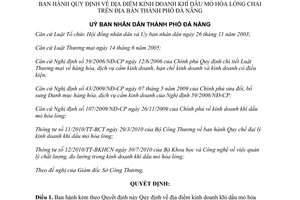 Quyết định 36/2010/QĐ-UBND địa điểm kinh doanh khí dầu mỏ hóa lỏng chai Đà Nẵng