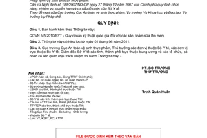 Thông tư 41/2010/TT-BYT Quy chuẩn kỹ thuật quốc gia các sản phẩm sữa