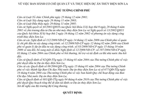 Quyết định 2107/QĐ-TTg Cơ chế quản lý thực hiện Dự án thủy Sơn La