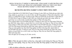 Quyết định 3122/QĐ-BNN-TCCB  phân cấp quản lý nhiệm vụ khoa học, công nghệ