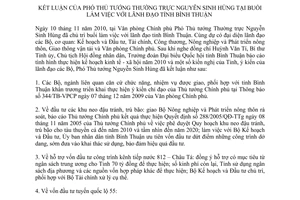 Thông báo 305/TB-VPCP kết luận Phó Thủ tướng thường trực Nguyễn Sinh Hùng