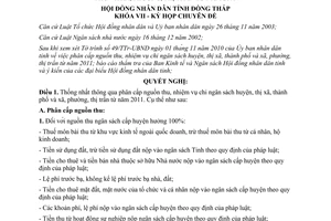 Nghị quyết 11/2010/NQ-HĐND phân cấp nguồn thu nhiệm vụ chi ngân sách từ năm 2011 Đồng Tháp