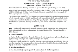 Nghị quyết 13/2010/NQ-HĐND nhiệm vụ chi đầu tư phát triển ngân sách Đồng Tháp từ năm 2011
