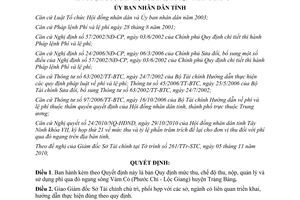 Quyết định 49/2010/QĐ-UBND mức thu quản lý sử dụng phí qua đò sông Vàm Cỏ Tây Ninh