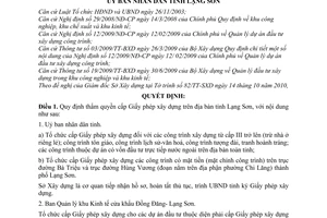 Quyết định 14/2010/QĐ-UBND thẩm quyền cấp giấy phép xây dựng