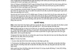 Nghị quyết 32/2010/NQ-HĐND nguyên tắc tiêu chí định mức phân bổ vốn đầu tư