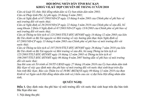 Nghị quyết 31/2010/NQ-HĐND mức thu phí bảo vệ môi trường