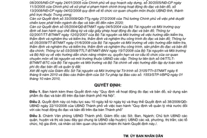 Quyết định 54/2010/QĐ-UBND  hoạt động đo đạc và bản đồ