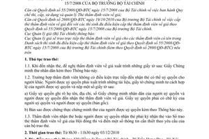 Thông báo 218/TB-CQLG cấp thẻ thẩm định viên giá