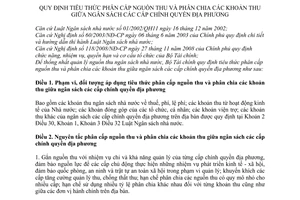 Thông tư 188/2010/TT-BTC tiêu thức phân cấp nguồn thu phân chia