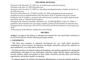 Decision No. 2123/QD-TTg approving the scheme on education development for