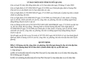 Quyết định 26/2010/QĐ-UBND số lượng bố trí cán bộ công chức xã phường thị trấn Tuyên Quang