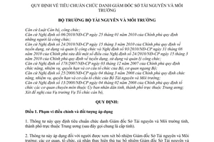 Thông tư 29/2010/TT-BTNMT  tiêu chuẩn chức danh Giám đốc Sở Tài nguyê