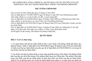 Quyết định 74/2010/QĐ-TTg chức năng, nhiệm vụ, quyền hạn, cơ cấu tổ chức