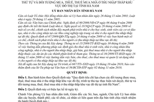 Quyết định 37/2010/QĐ-UBND tiêu chí lựa chọn đối tượng mua, thuê, thuê mua nh