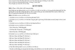 Quyết định 42/2010/QĐ-UBND giá dịch vụ xe ra, vào bến xe ô tô