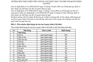 Thông tư liên tịch 195/2010/TTLT-BQP-BTC-BKH&ĐT hướng dẫn tiêu chuẩn vật chất