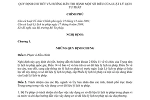 Nghị định 111/2010/NĐ-CP hướng dẫn thi hành Luật Lý lịch tư pháp