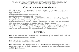 Quyết định 3035/QĐ-TCHQ  Quy chế quản lý, vận hành Hệ thống Giá