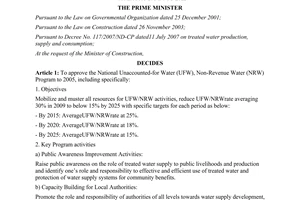 Decision No. 2147/QD-TTg on approval of national unaccounted-for water