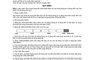 Thông tư 26/2010/TT-BTTTT Quy hoạch băng tần 2300-2400 MHz