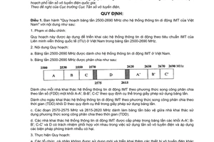 Thông tư 27/2010/TT-BTTTT Quy hoạch băng tần 2500-2690 MHz