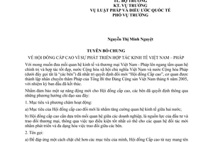 Tuyên bố chung Hội đồng cấp cao vì sự phát triển hợp tác kinh tế Việt Nam pháp