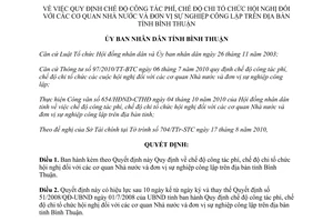 Quyết định 48/2010/QĐ-UBND chế độ công tác phí chi tổ chức hội nghị Bình Thuận