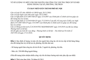 Quyết định 5858/QĐ-UBND số lượng mức chi cho người chi trả trợ cấp xã hội