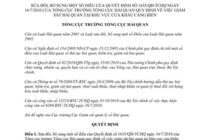 Quyết định 3075/QĐ-TCHQ sửa đổi Quyết định 1635/QĐ-TCHQ