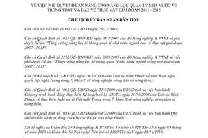 Quyết định 2729/QĐ-UBND 2010 Đề án Nâng cao năng lực quản lý trồng trọt Bình Phước