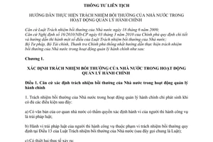 Thông tư liên tịch 19/2010/TTLT-BTP-BTC-TTCP hướng dẫn trách nhiệm bồi thường