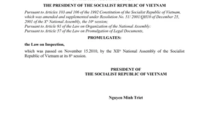 Order No. 13/2010/L-CTN on the promulgation of Law