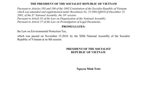 Order No. 14/2010/L-CTN on the promulgation of Law