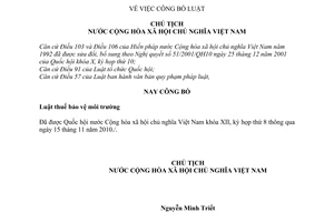 Lệnh 14/2010/L-CTN công bố Luật thuế bảo vệ môi trường