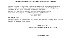 Order No. 17/2010/L-CTN on the promulgation of Law