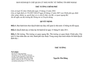 Quyết định 79/2010/QĐ-TTg Quy chế quản lý nhà nước thông tin đối ngoại