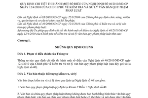 Thông tư 20/2010/TT-BTP hướng dẫn Nghị định 40/2010/NĐ-CP