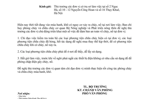 Công văn 6085/BNN-VP chủ động triển khai công tác phòng cháy chữa cháy