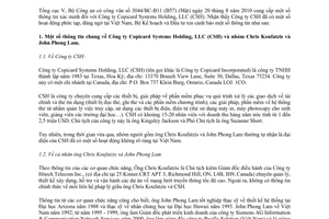 Công văn 7987/BKH-ĐTNN thông tin hoạt động công ty Copicard Systems Holding