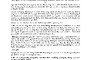 Công văn 7518/BGDĐT-TCCB mở lớp bồi dưỡng kiến thức quản lý nhà nước